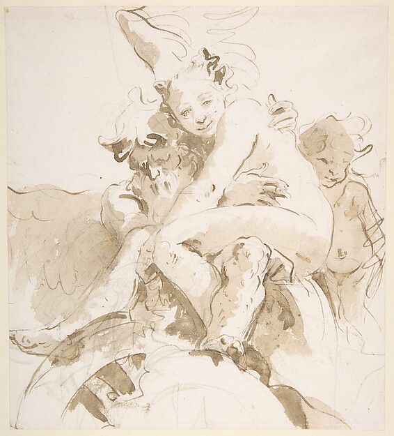 Time Holding a Nude Woman, a Putto at Right