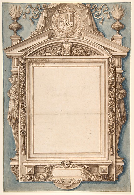 Design for the Frame of a Funerary Plaque with the Coat of Arms of Roger II de Saint Lary, Duc de Bellegarde
