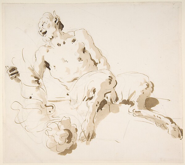 Seated Satyr Holding a Garland