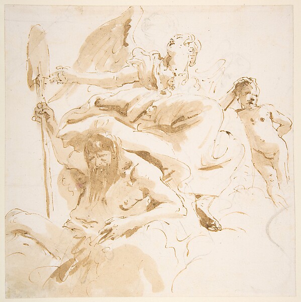 Winged Female Figure, River God, and a Nude Boy