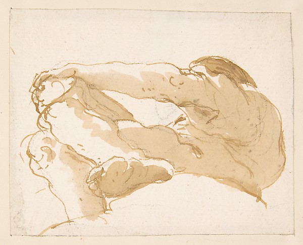 Seated Man Turned Towards the Left Seen from Below