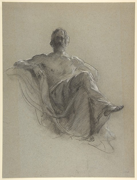 Seated Bearded Man, Nude to the Waist (Jupiter Seated)