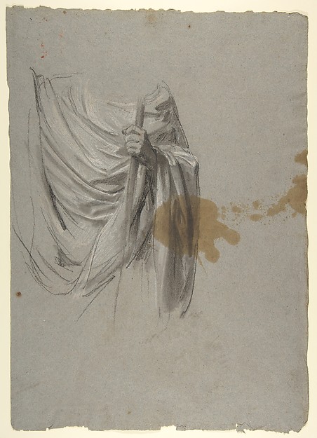 Drapery Study for Saint Remi (middle register; study for wall paintings in the Chapel of Saint Remi, Sainte-Clotilde, Paris, 1858)
