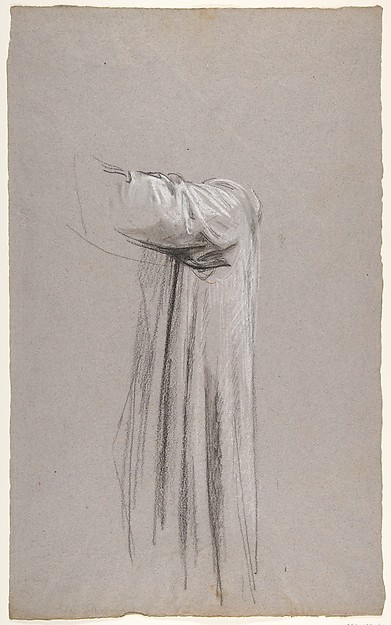 Drapery Study for a Monk (lower register; study for wall paintings in the Chapel of Saint Remi, Sainte-Clotilde, Paris, 1858)