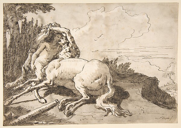 Centaur Embracing a Satyress