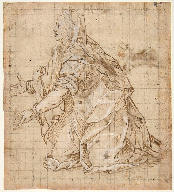 Woman Kneeling Facing Left (recto); Seated Woman Facing Right (verso)