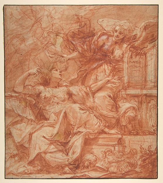 Truth Removing the Blinders from the Eyes of Ignorance (recto); Designs for Frames (verso)