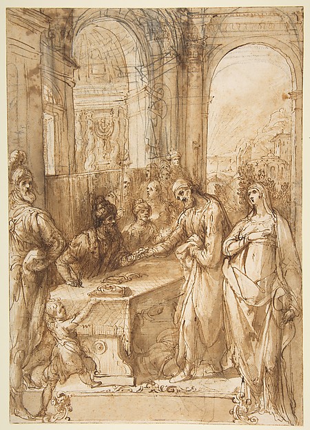 Esther and Mordecai before King Ahasuerus (Esther 8:1- 12) by Giovanni de' Vecchi