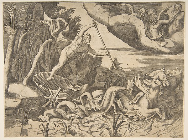 Neptune in his Chariot being drawn by seahorses, from the 'Division of the Universe'