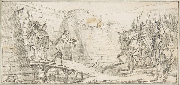 Illustration for a Book:  Surrender of the Keys of a City to an Emperor