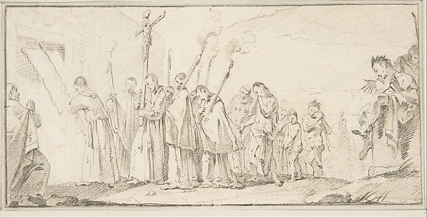 Illustration for a Book:  Procession of Monks and Flagellants