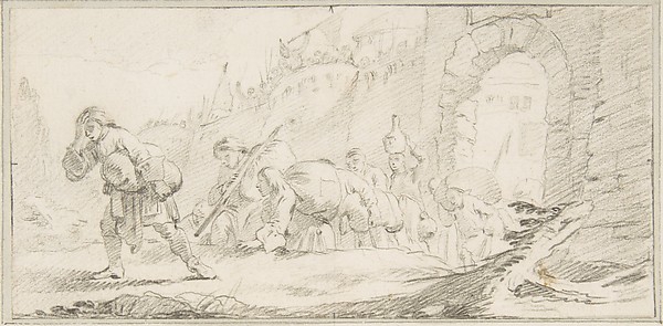 Illustration for a Book:  Inhabitants Leaving a Conquered City