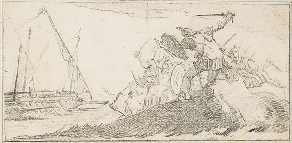 Illustration for a Book:  Battle by the Sea Coast