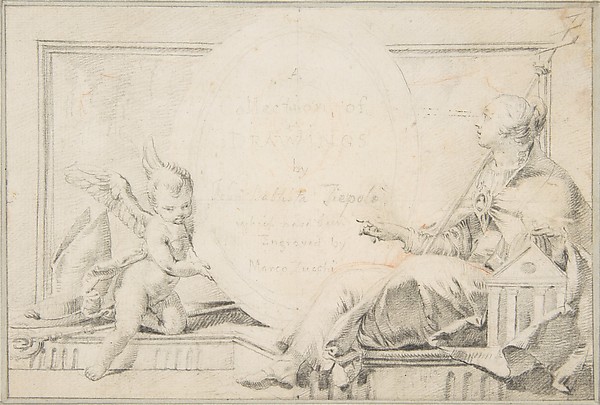 Illustration for a Book: Frontispiece with a Female Allegorical Figure (Religion?) and a Putto by Giovanni Battista Tiepolo, The Metropolitan Museum of Art