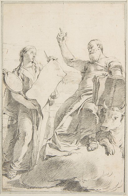 Illustration for a Book: Saint Luke with a Female Allegorical Figure by Giovanni Battista Tiepolo