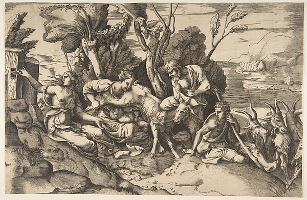 Jupiter suckled by the goat Amalthea