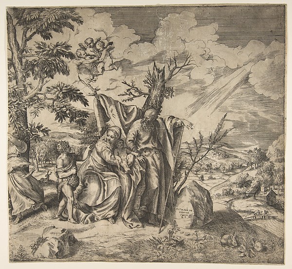 The rest of the Holy Family on their flight to Egypt by Giulio Bonasone