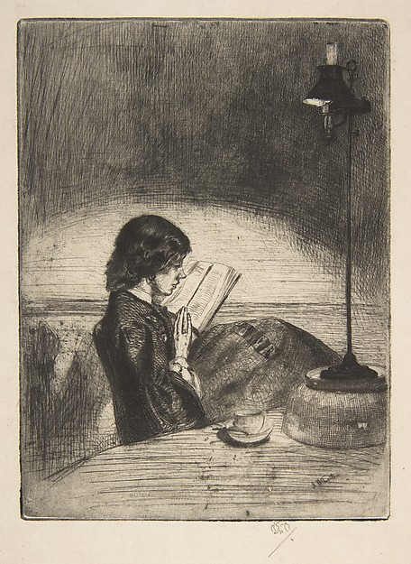 Reading by Lamplight by James McNeill Whistler