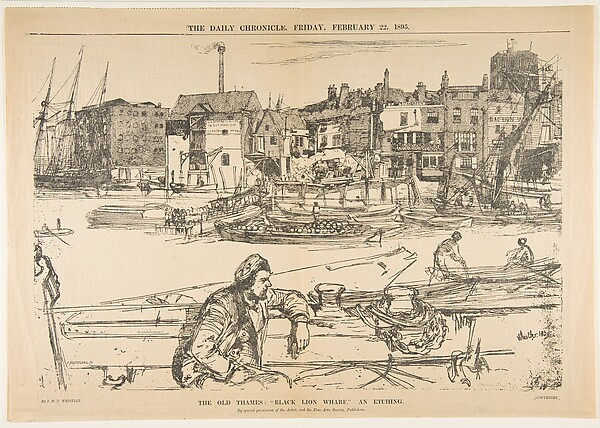 The Old Thames: "Black Lion Wharf," an Etching