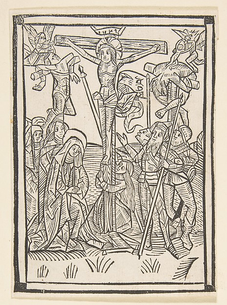 The Crucifixion, frontispiece to Postilla Guillermi by Anonymous, German, 15th century