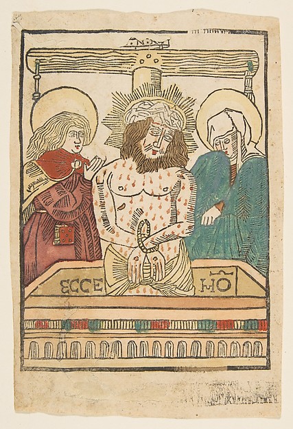 The Man of Sorrows between the Virgin and Saint John by Anonymous, German, 15th century