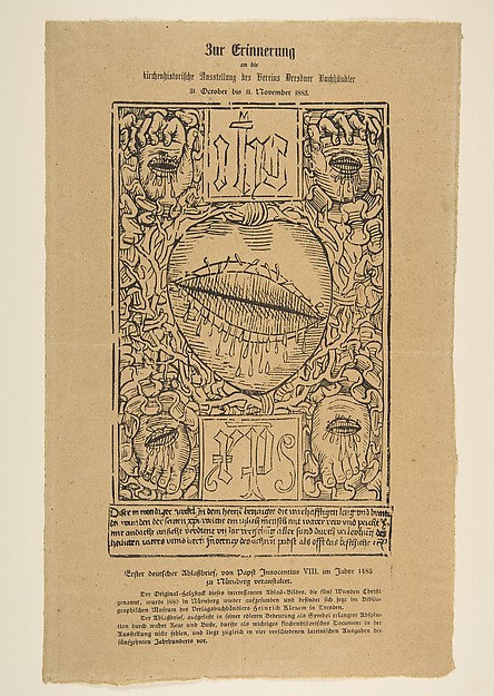 The Sacred Monogram and the Wounds of Christ by Anonymous, German, 15th century