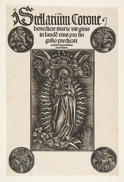 Virgin on a Crescent, title page from Pelbartus de Temesvar's "Stellarium corone" by Daniel Hopfer