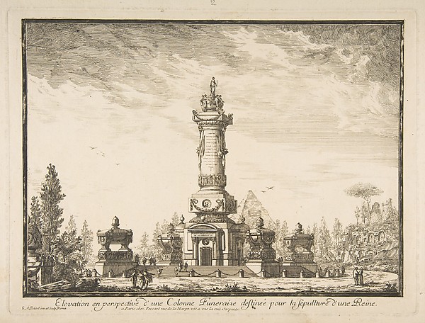 Elevation en perspective d'une colonne destinée pour la Sépultre d'une Reine