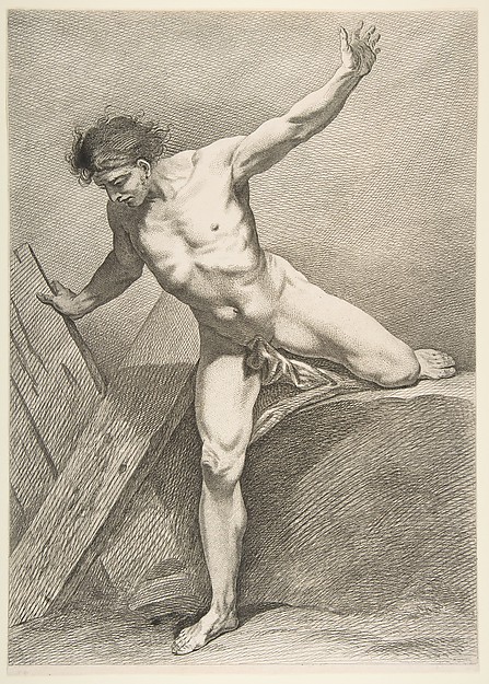 An "Académie": Striding Man Leaning on a Plank
