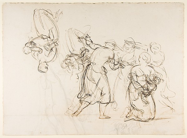 Sketch for the Judgment of Solomon (?); verso: Dancing Mythological Figures by Christian Gottlieb Schick