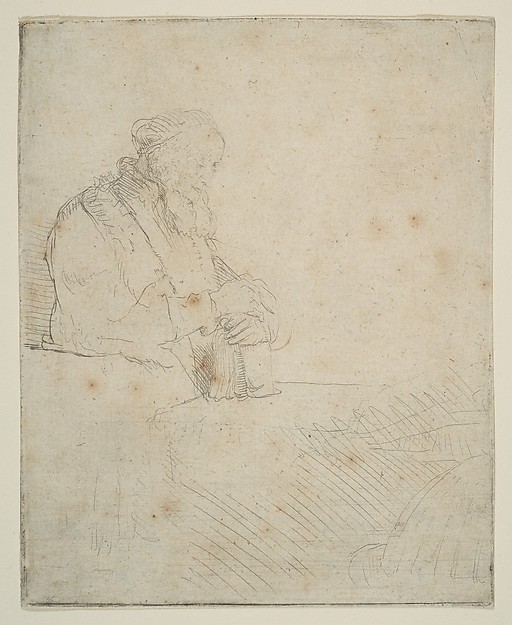 Old Man in Meditation, Leaning on a Book