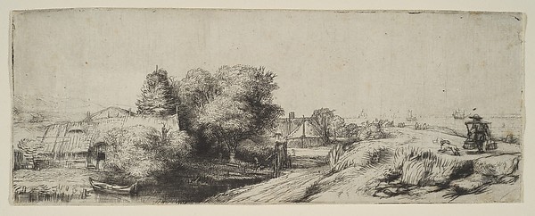 View of the Diemerdijk with a Milkman and Cottages ('Het Melkboertje')