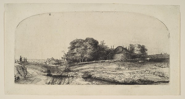 Landscape with a Hay Barn and a Flock of Sheep