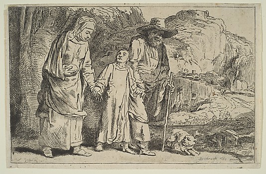 Christ Between His Parents Returning from the Temple