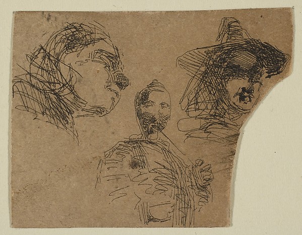 Two Female Heads and Standing Figure (from Sketches on the Coast Survey Plate)