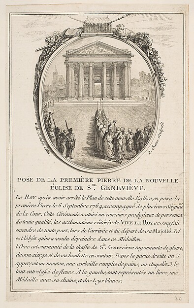 Pose de la premiere pierre de la nouvelle eglise Sainte-Genevieve