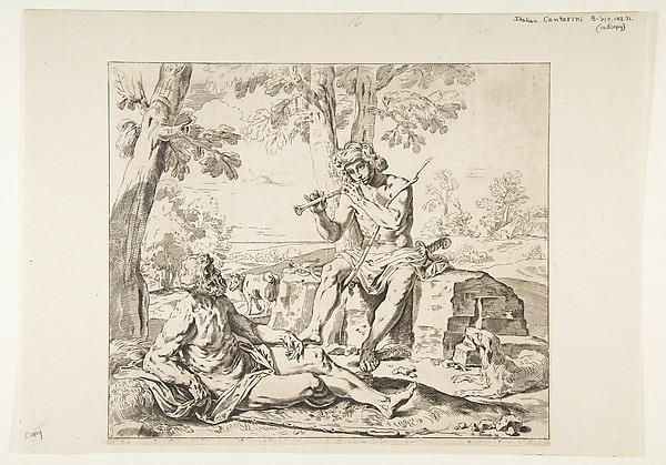 Mercury and Argus, copy in reverse after Cantarini