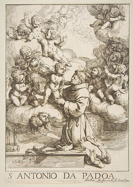 Saint Anthony of Padua adoring the Christ Child, copy after Cantarini by Anonymous, Italian, 17th century