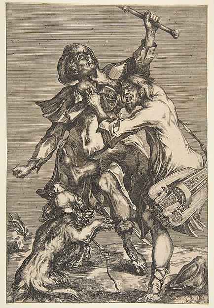 Two Fighting Beggars