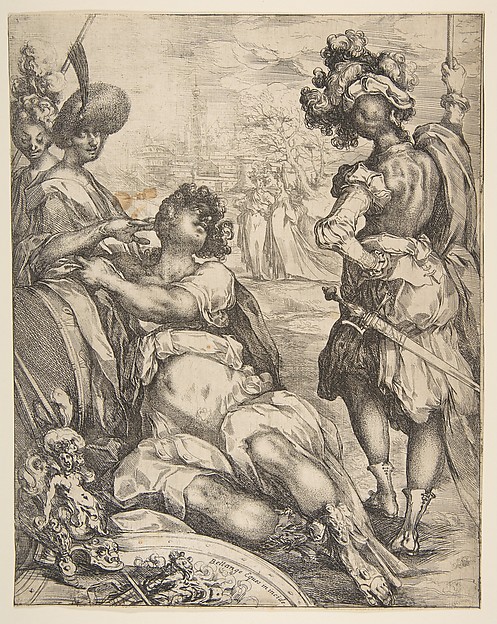 Military Figures outside a City