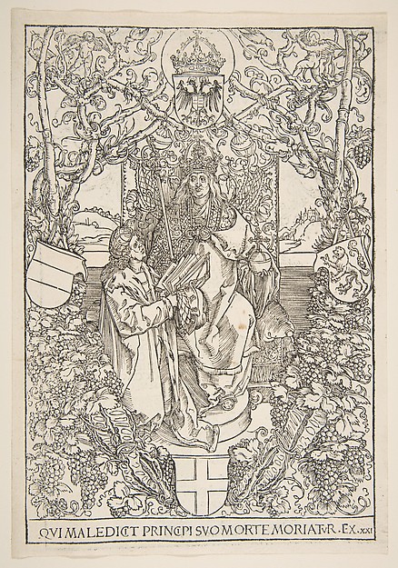 Conrad Celtis Presenting His Book "Quatuor Libri Amorum" to Maximilian I ( from the book)