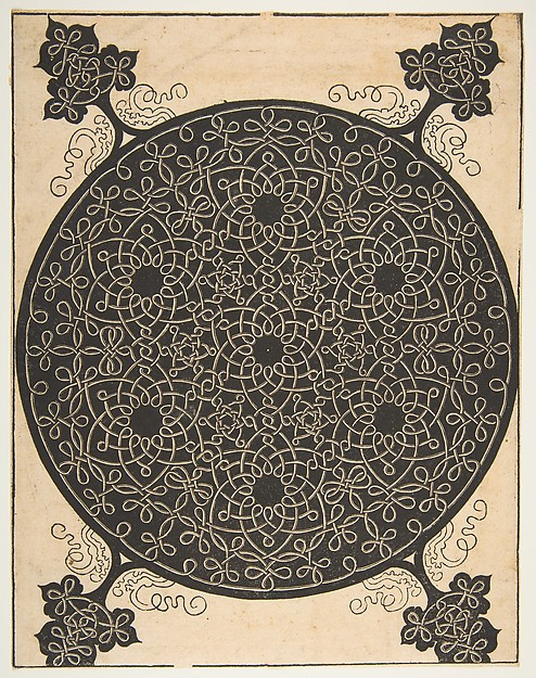 Embroidery Pattern with Seven Six-pointed Stars and Four Corner Pieces
