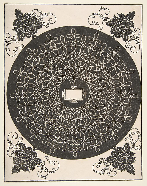 Embroidery Pattern with an Oblong Panel in its Center