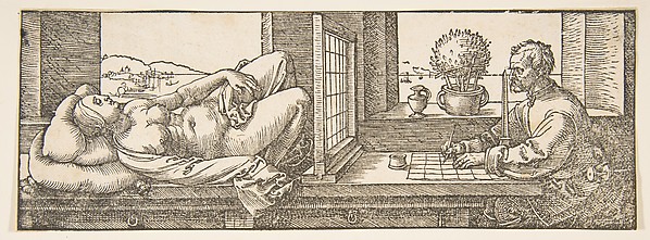 Draughtsman Making a Perspective Drawing of a Reclining Woman