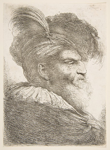 Head of an old man facing right, from "Large Oriental Heads"