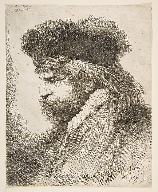 Head of an old man facing left, from "Large Oriental Heads"