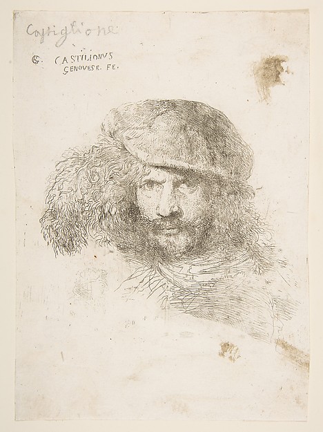 Head of a man wearing a feathered cap (possibly Bernini, possibly a self portrait), from "Large Oriental Heads"