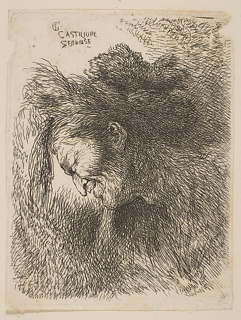 Head of an old man looking down, facing left, from "Small Studies of Heads in Oriental Headress"