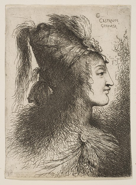 Young man wearing a plumed turban, facing right, from "Small Heads in Oriental Headdress"