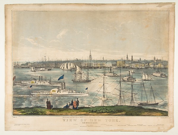 Frances Flora Bond Palmer, View of New York from Brooklyn Heights